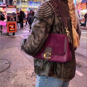 *ISO* COACH Suede Soft Tabby Shoulder Bag with Convertible Straps in Deep Berry